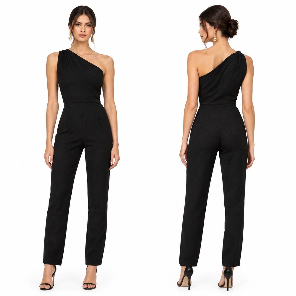 Ralph Lauren Collection Black One Shoulder Silk Sweater Jumpsuit Italy Sz 0 NWOT